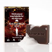 Mens Bar Soap, Cold Pressed Bar Soap for Men, Natural Moisturizing Cleansing Soap for Face & Body,Rum-Scented