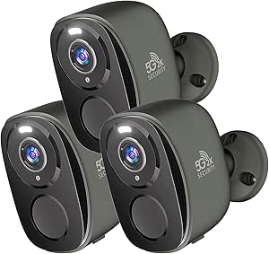 3Pack 5G/2.4G Security Cameras Wireless Outdoor, 2K Battery Powered Camera, WiFi Home Indoor Camera with Color Night Vision, Siren Alarm,AI Detection, No Monthly Fee, 2 Way Audio, Works w/Alexa asin的图片