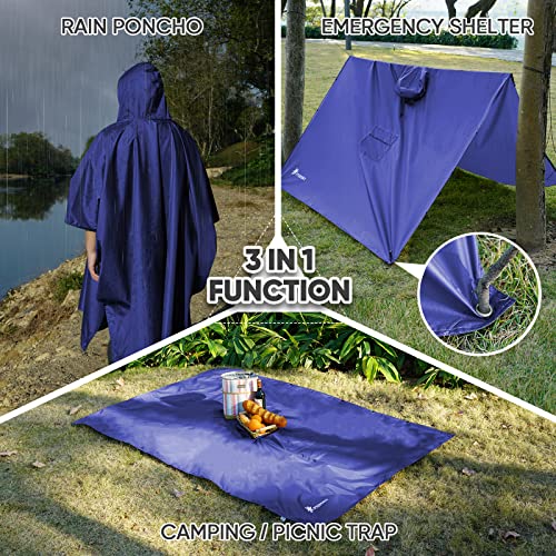 PTEROMY Hooded Rain Poncho with Pocket+Hooded Rain Poncho with Pocket and Zipper4
