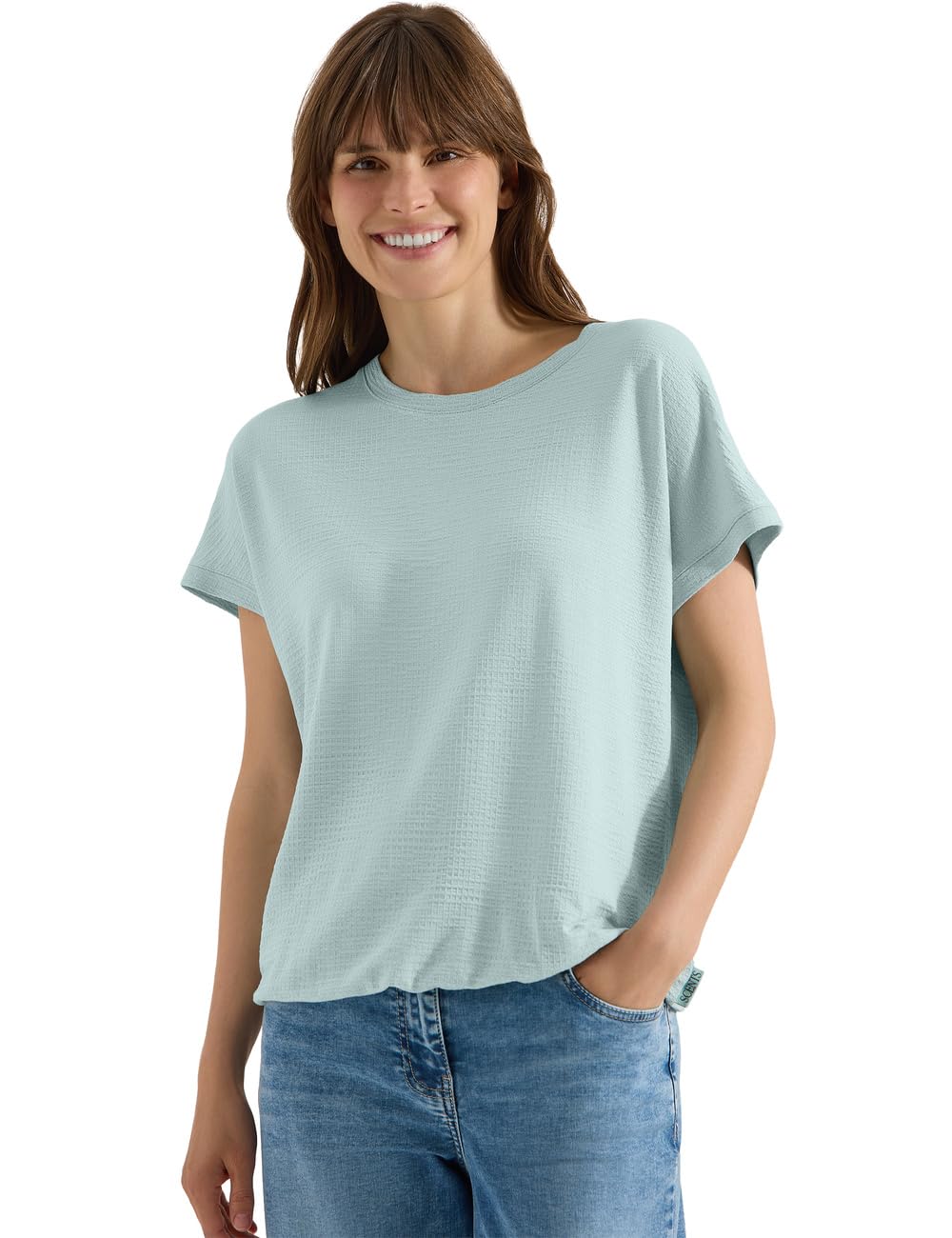 Cecil Women's T-Shirt with Crew Neck and Structured T-Shirt with Crew Neck and Structure (Pack of 1), Crystal Mint, S