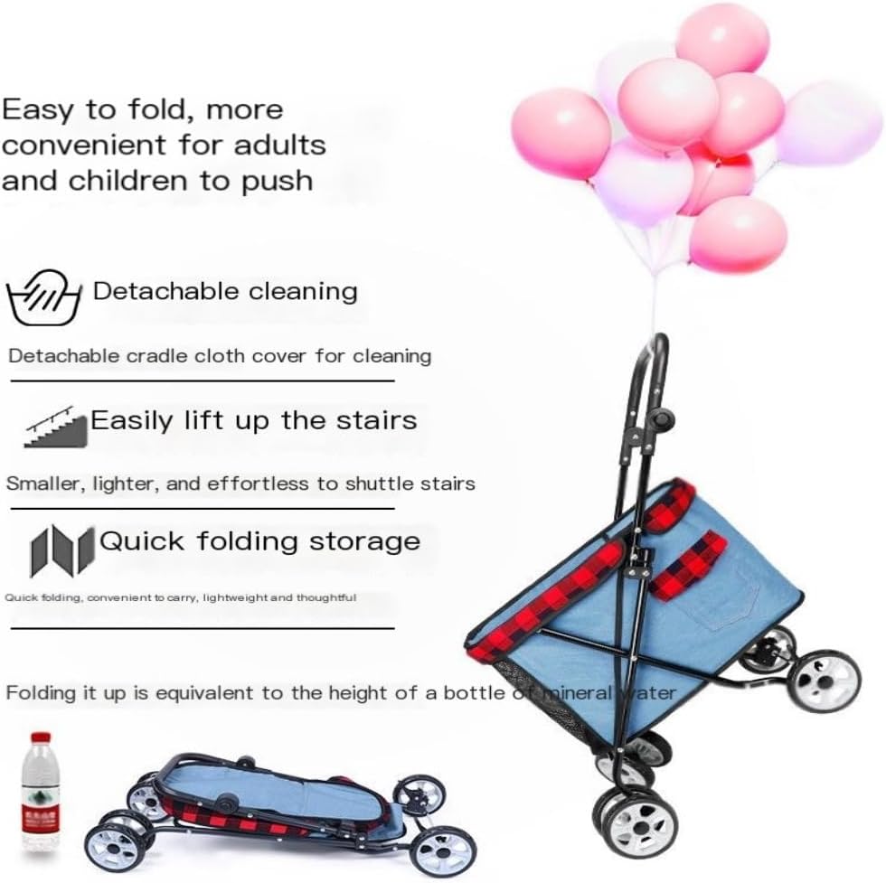 Pet Strollers Multifunctional Pet Stroller Cross-Border Cat Small Portable Stroller Pet Cart Teddy Dog Lightweight Stroller Pet Stroller Medium(C)