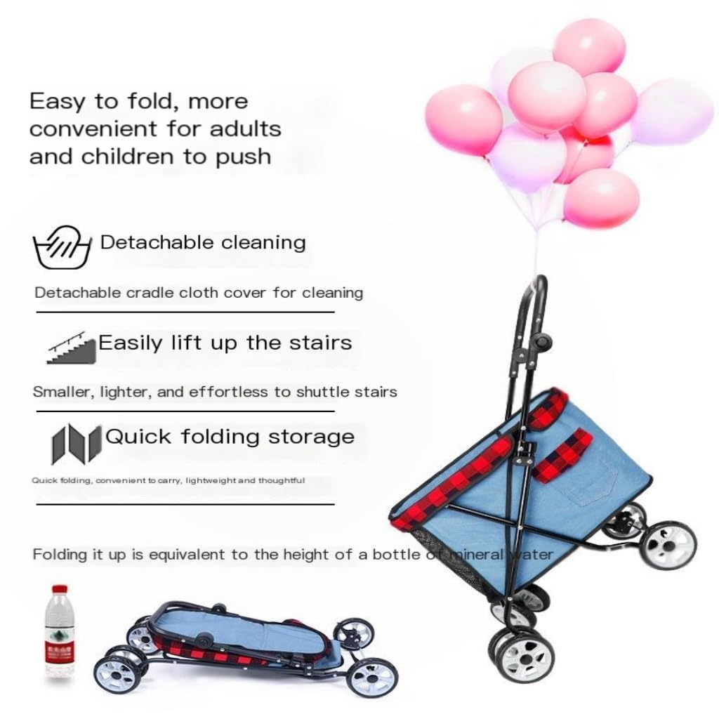 Pet Strollers Multifunctional Pet Stroller Cross-Border Cat Small Portable Stroller Pet Cart Teddy Dog Lightweight Stroller Pet Stroller Medium(A)