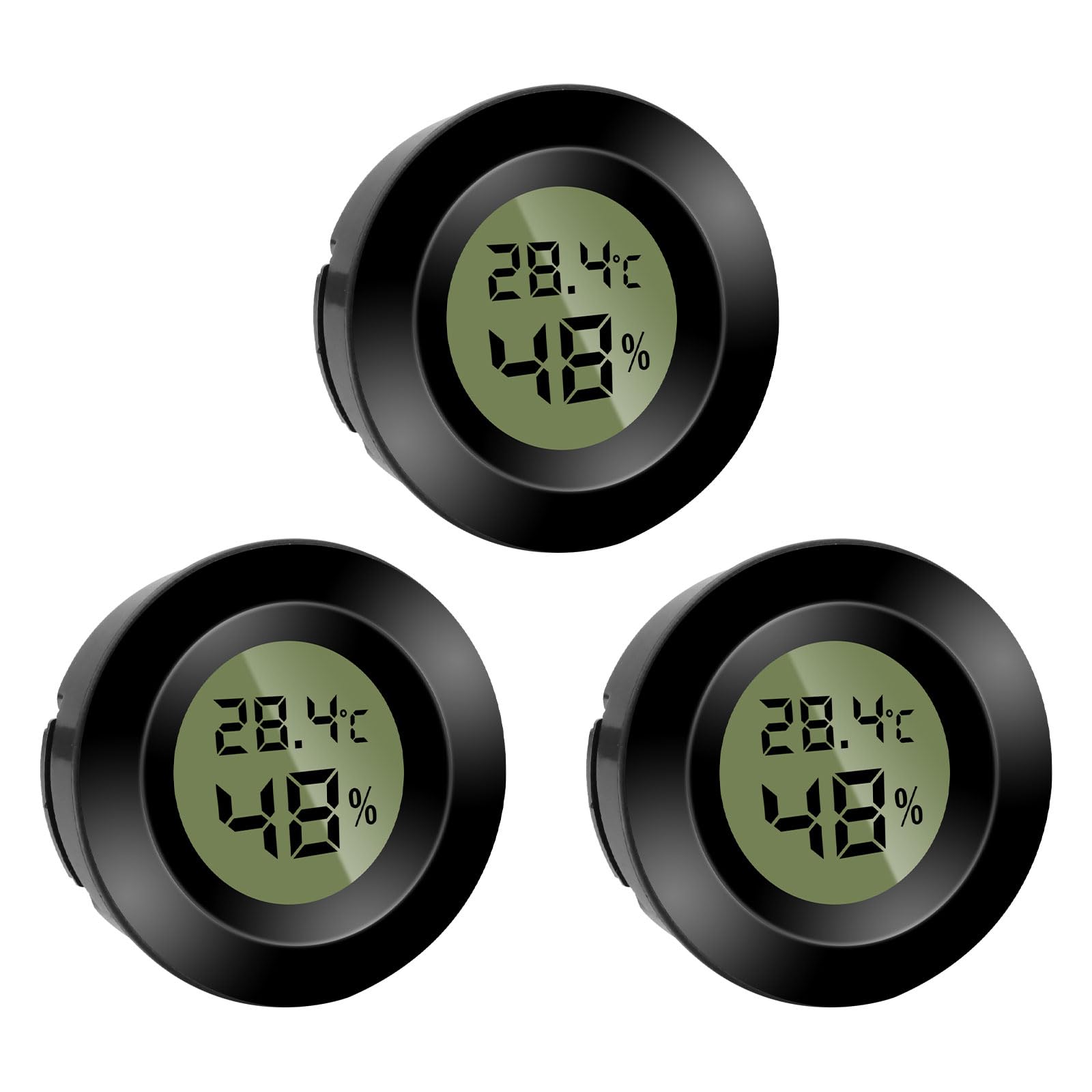 3 mini igrometro digitale termometro, rotondo, misuratore di umidità della temperatura, misuratore di umidità Fahrenheit (℉) o Celsius (℃) per interni, ufficio, soggiorno (batterie incluse) (3