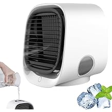 Portable Air Conditioner, 3-Speed Mini Air Conditioner Water Cooling Fan, Air Cooler with 300ml Misting Tank LED Light, Quiet LED Desktop Cooler Aircon Fan for Indoor Outdoor Summer Use White