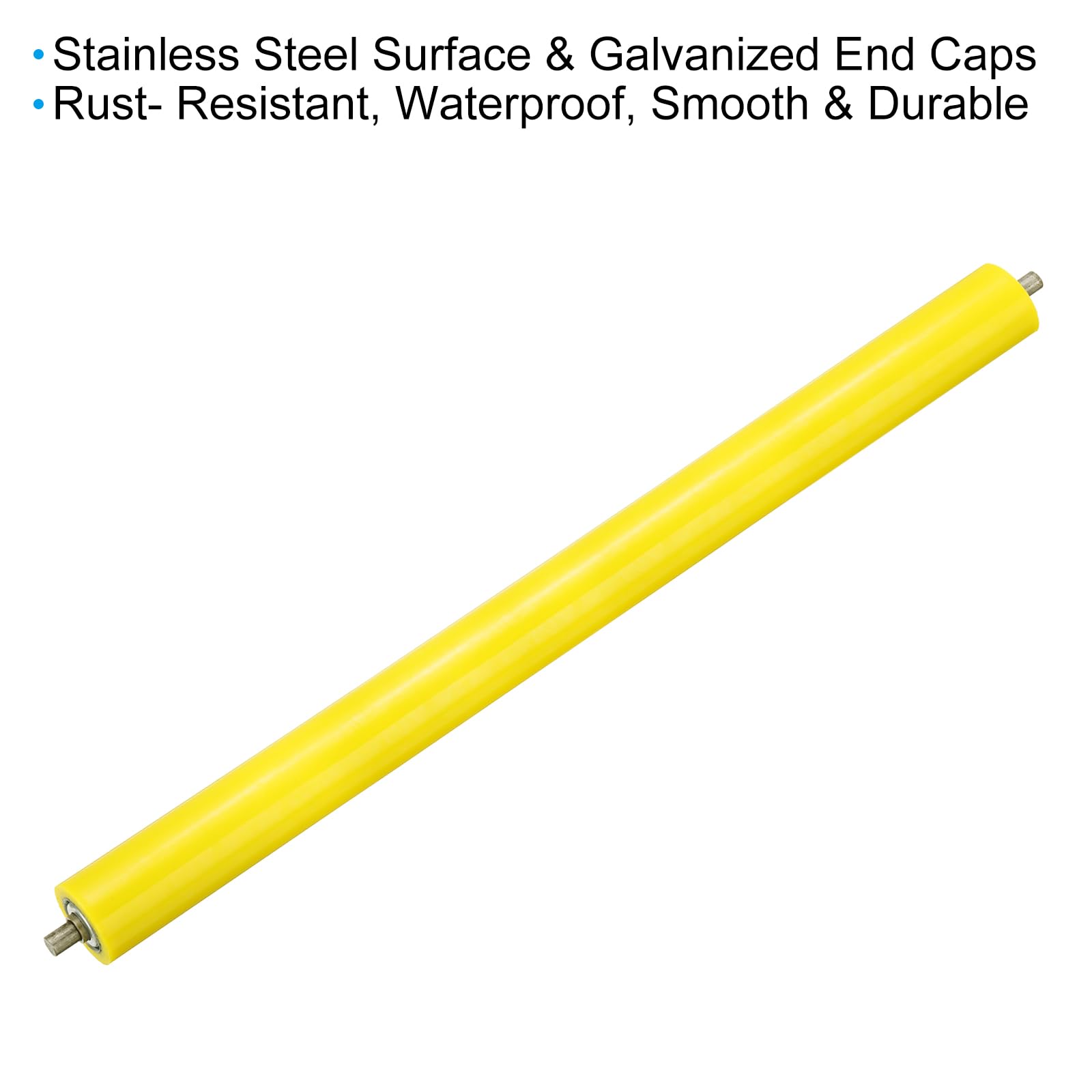 PATIKIL Transportador Poliuretano Recubierto Rodillo 2" Diámetro 24" Longitud, 2 Paquete Inoxidable Acero Transmisión Reemplazo Parte Galvanizado Extremo, Amarillo