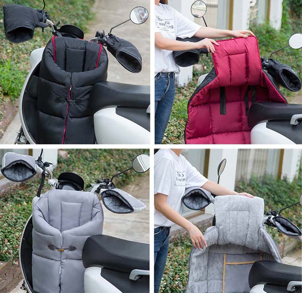 Couverture de Jambe de Scooter Fendue, Couverture de Jambe de Scooter Coupe-Vent, Couverture de Pare-Brise de Scooter à Double Face pour Voiture électrique/vélo/Tricycle de Scooter (Noir + Rouge)
