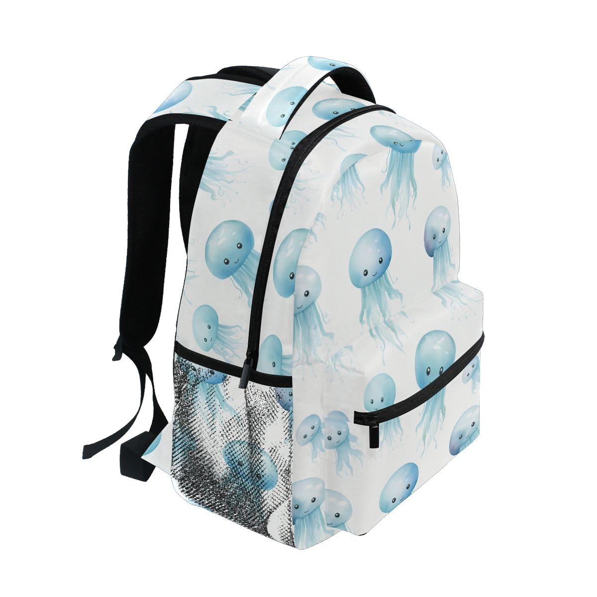 Sac à dos d'école avec méduses bleu océan avec grande capacité léger et durable pour étudiant, multicolore, S