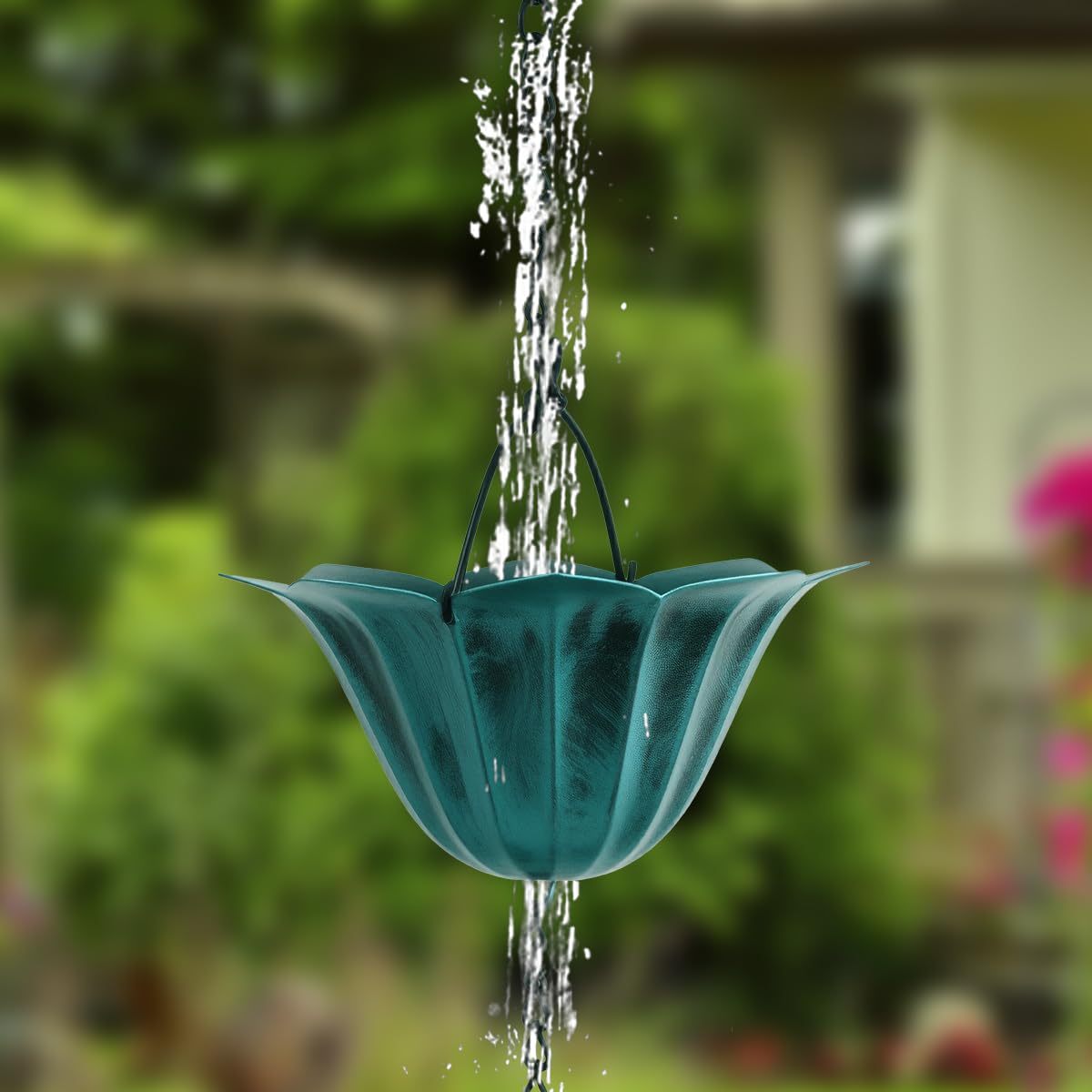 Vioranex 9FT Lotus Rain Chain in Antique Blue – Rain Chains for
