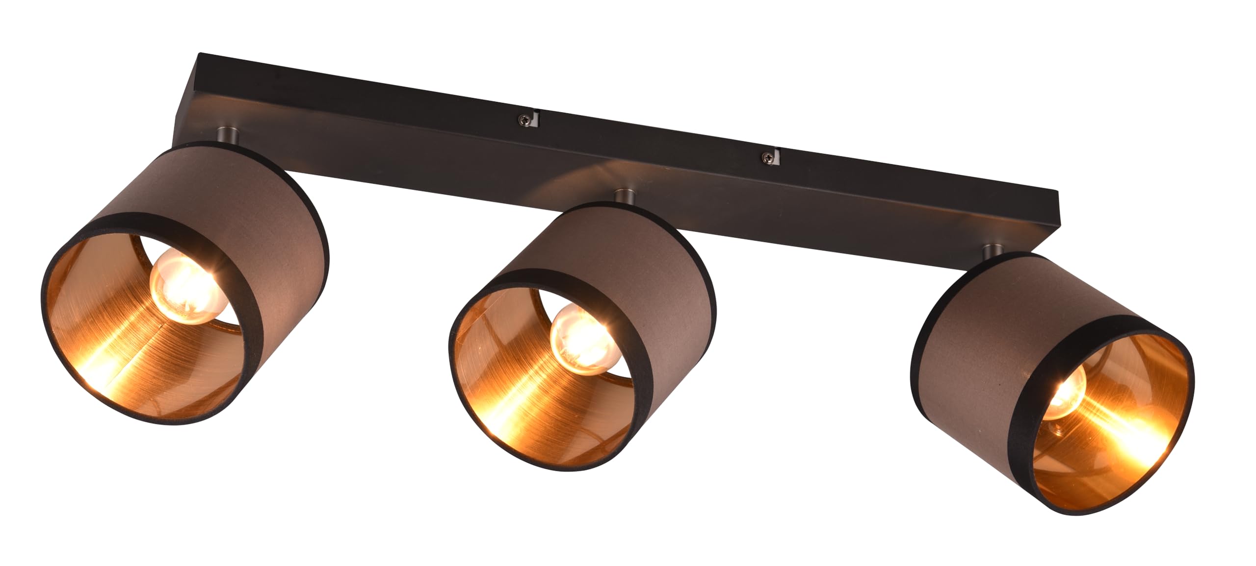 Reality Leuchten Spot bar Davos R81553041, taupe-noir métal chromé tissu gris/blanc, sauf 3x E14
