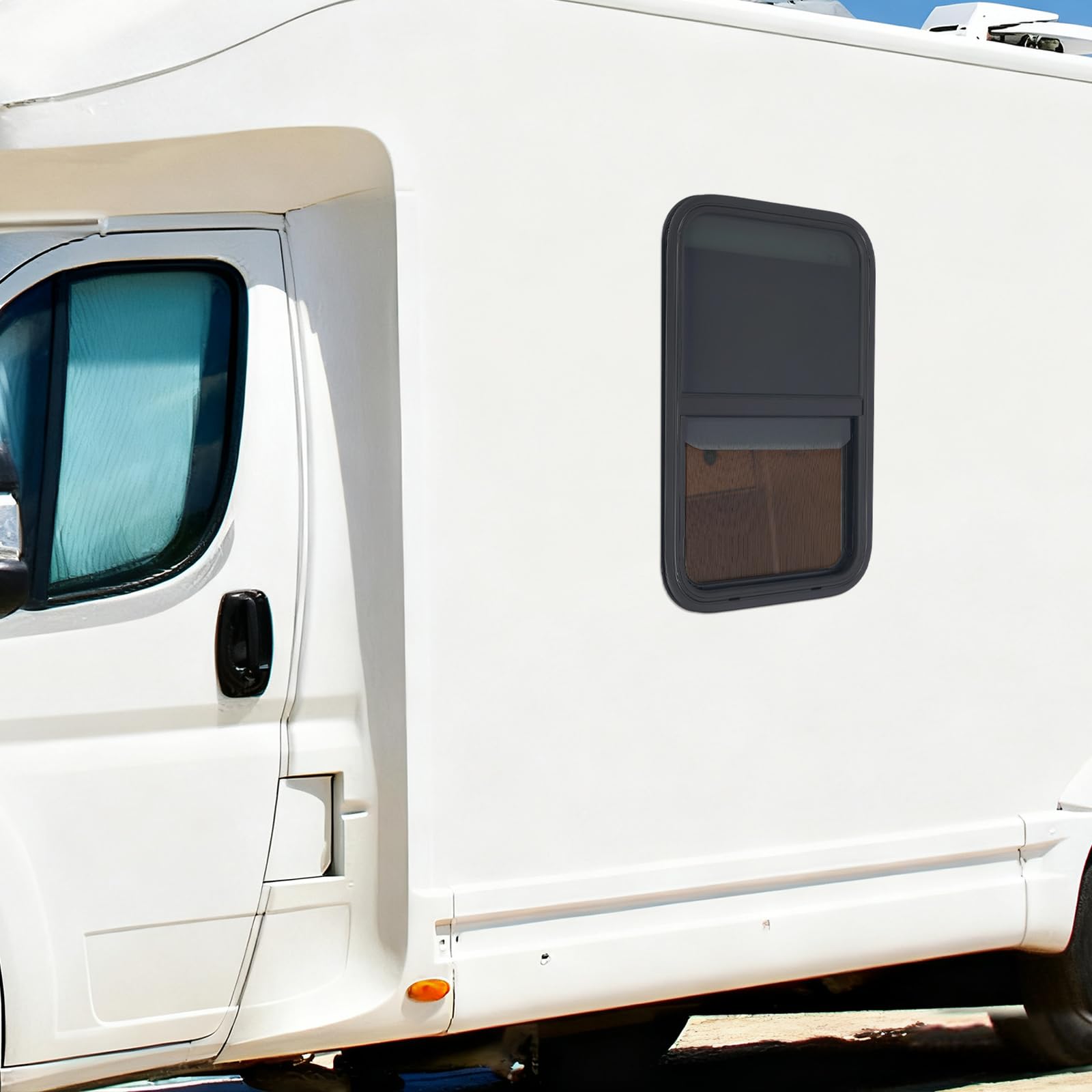 Ventana Deslizante Vertical Para Autocaravana, Ventana Lateral Del Remolque Con Malla Antimosquitos, Vidrio Templado Negro, Para Vehículo Recreativo