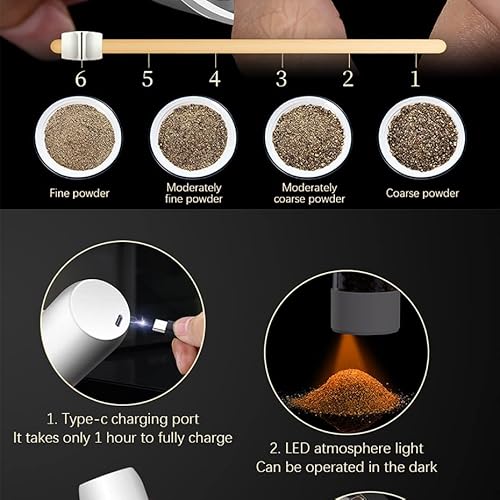 Wdbby 2Pcs Electric Salt Pepper Grinder Set Usb Charge Spice Mill Grinder Adjustable Coarseness Pepper Mill Grinder Kitchen Tools (Color : Black) #TOP5
