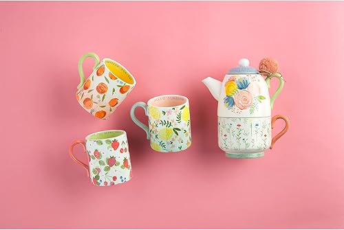 Vista 2 de Mud Pie Té floral apilado para un juego, multi, apilado 8 14 "x 6