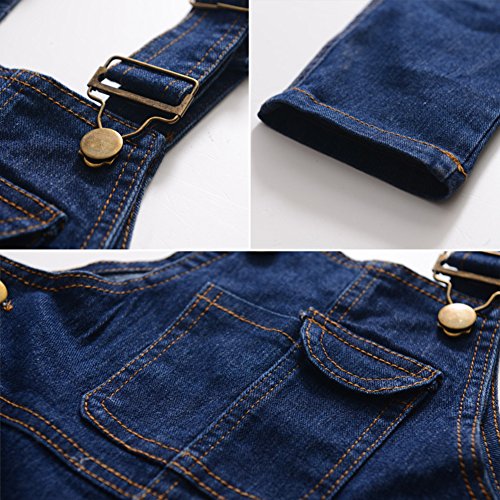 Sitmptol Girls Big Kids Jumpsuits Strap Jeans Cotton Denim Bib Overalls Dark Blue 150 #TOP6