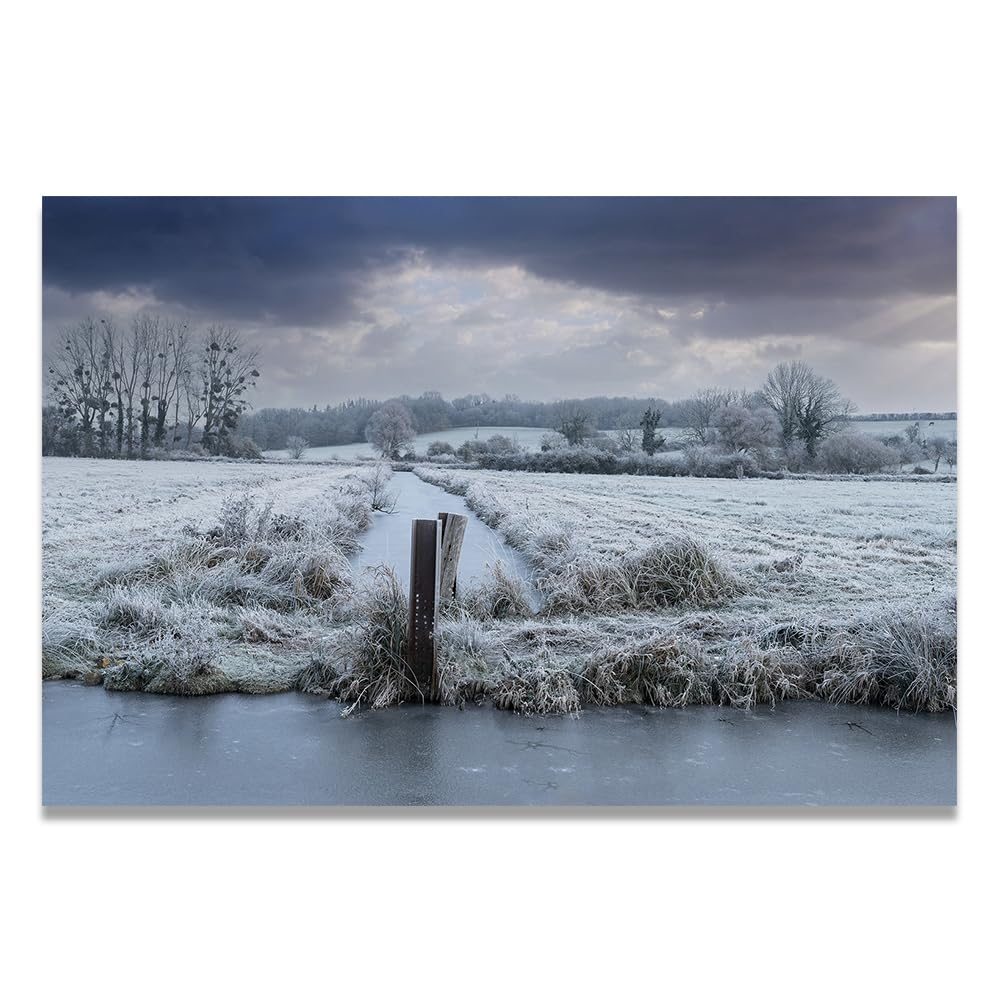 VHdfgTY Frozen RiverMountain Landscape Canvas Wall Art Nature Scenery Wall Decor for Home 30x45cm Unframed