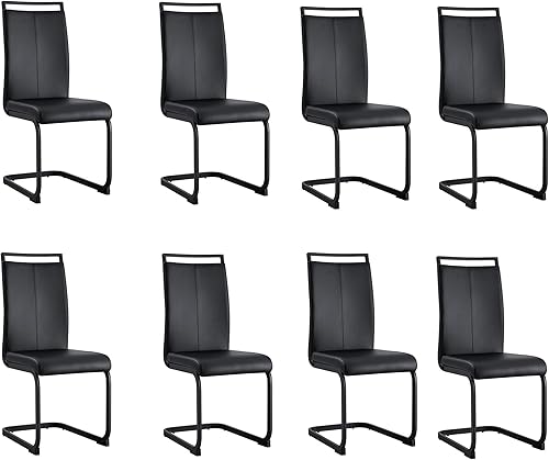 Miniatura 115 de AZmac Juego de 4 sillas de comedor modernas de cuero, sillas de cocina sin brazos, sillas de comedor con asiento acolchado tapizado y patas cromadas