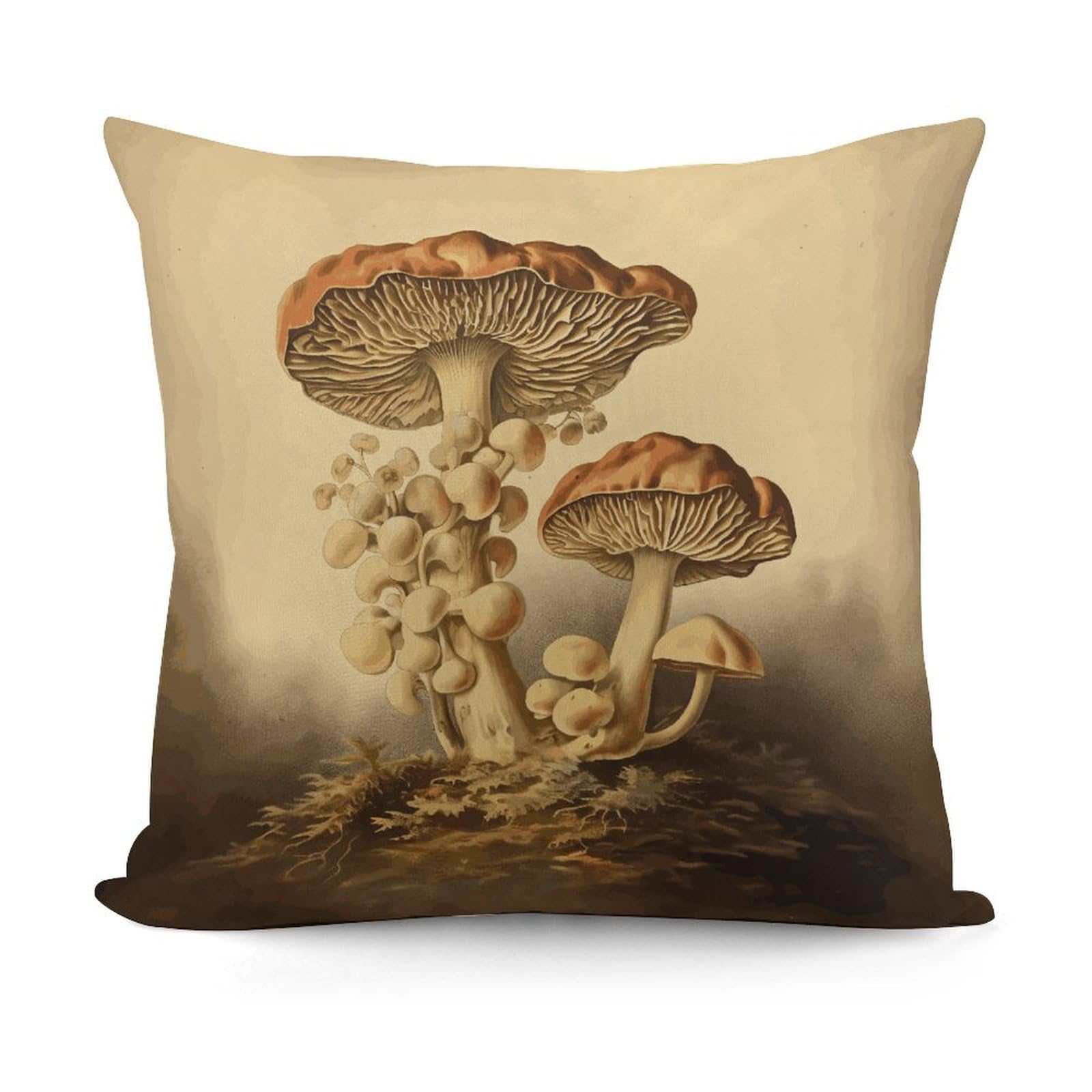 VstaDank Decorative Vintage Mushrooms Throw Pillow Covers Luxury Soft Pillowcases Fluffy Plush Accent Pillow Cases Personalized Square Lumbar Pillows Shells for All Seasons 18" X 18"