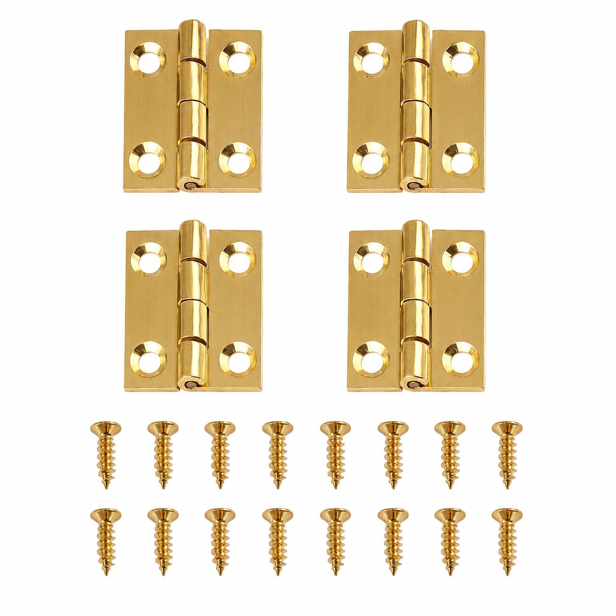 4PCS Small Hinges - Brass Door Hinge - Mini Hinges with Screws - Small Hinge for Wood Cabinets Drawers Wardrobes Windows (Gold, 25x20mm)