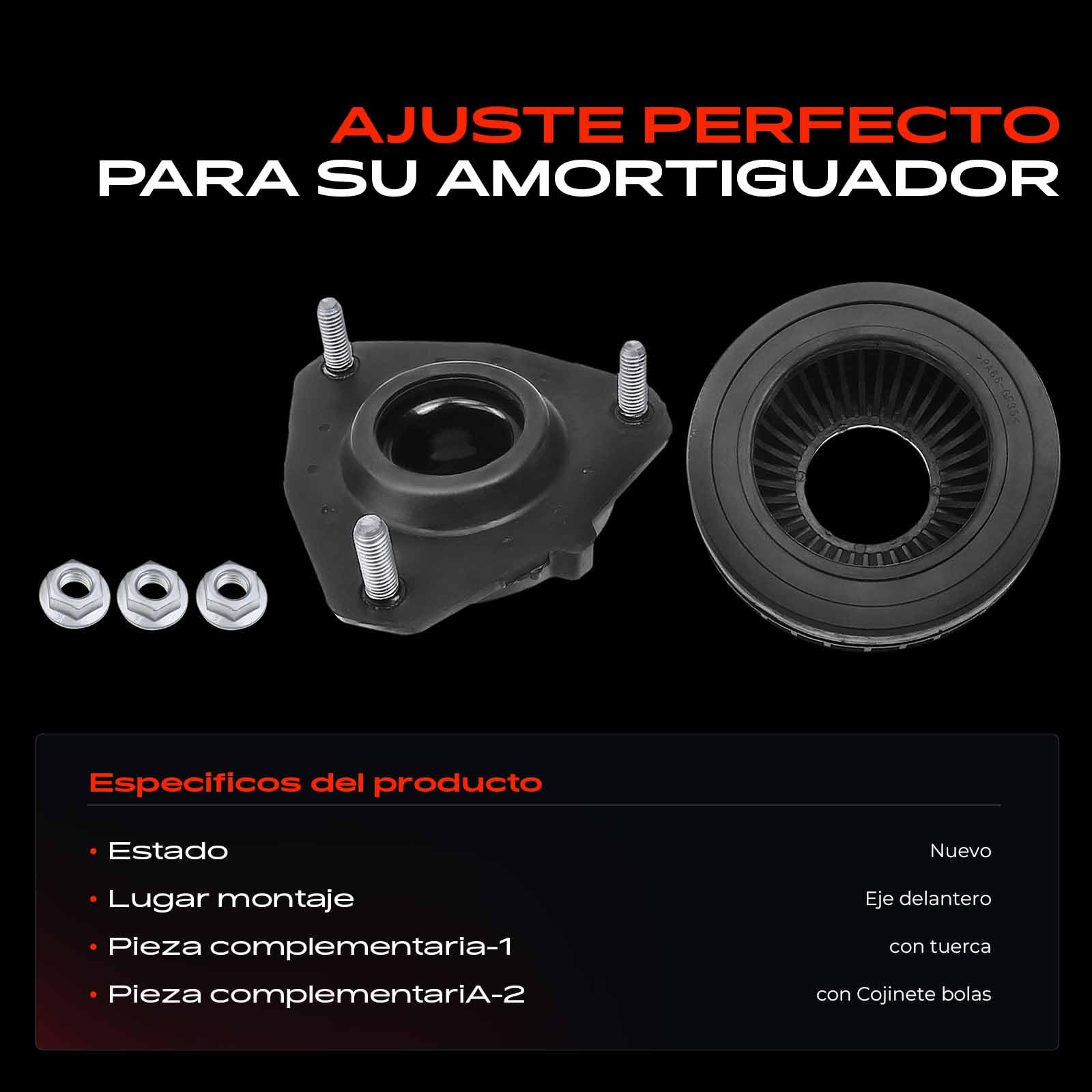 Frankberg Cojinete de domo Cojinete de soporte de amortiguador Delantero izquierdo o derecho Compatible con 2 DY Fiesta V JD JH Fusion JU Fiesta V Van Replace# 2S613K155AD