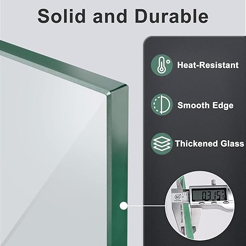 Miniatura 3 de GASPRO Protector de viento cuadrado de vidrio para hoguera de 17.5 pulgadas y vidrio reflectante de cobre de 10 libras