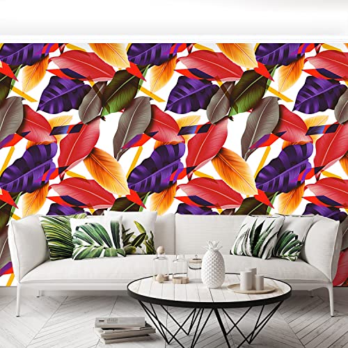 Papier Peint Feuilles et Fleurs Grand Format 416x254cm Décoration Maison