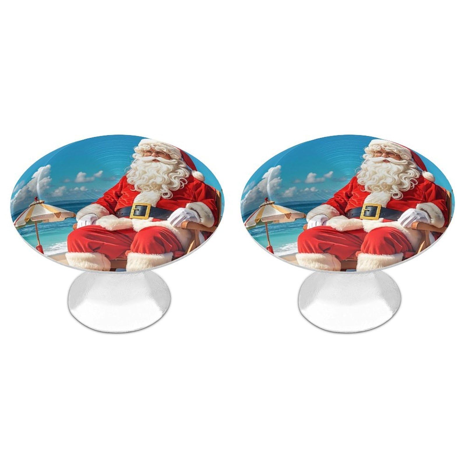 FekiLoot Santa Claus At Beach Cabinet Knob 2 Pack Mini Round Drawer Pulls Stainless Steel Dresser Drawer Knobs Kitchen Drawer Hardware for Bathroom Dresser Closet Door Knobs