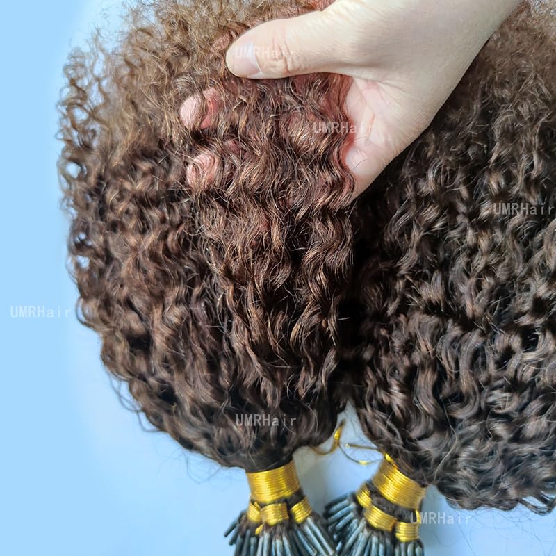 Dark Brown I Tip Human Hair Loose Curly Pre Bonded Keratin Stick In Hair Extensions 100g 80strands Cold Fusion I Tip Hair Extensions Real Hair Beaded Extension 16inch