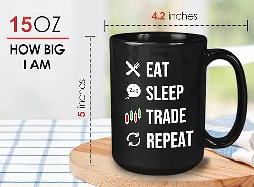Miniatura 6 de Bubble Hugs Stock Trader Taza de café de 15 oz Blanco - Comer Dormir Repetir Comercio - Trading Day Trader Actividades diarias Corredores del