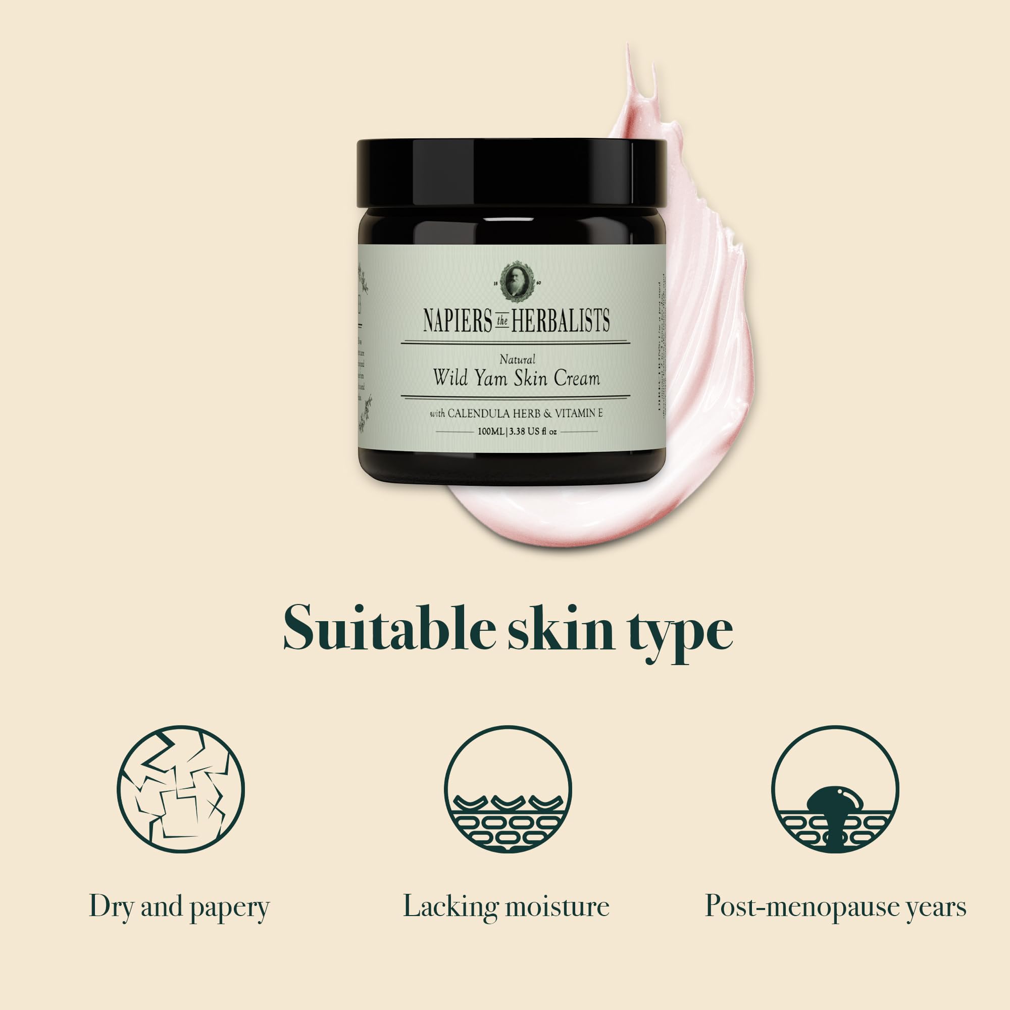 Napiers Vegan Wild Yam and Marigold Cream - Natural Relief for Menopause and Perimenopause Symptoms and Dry Skin - 100 ML (Scentless) - Image 3