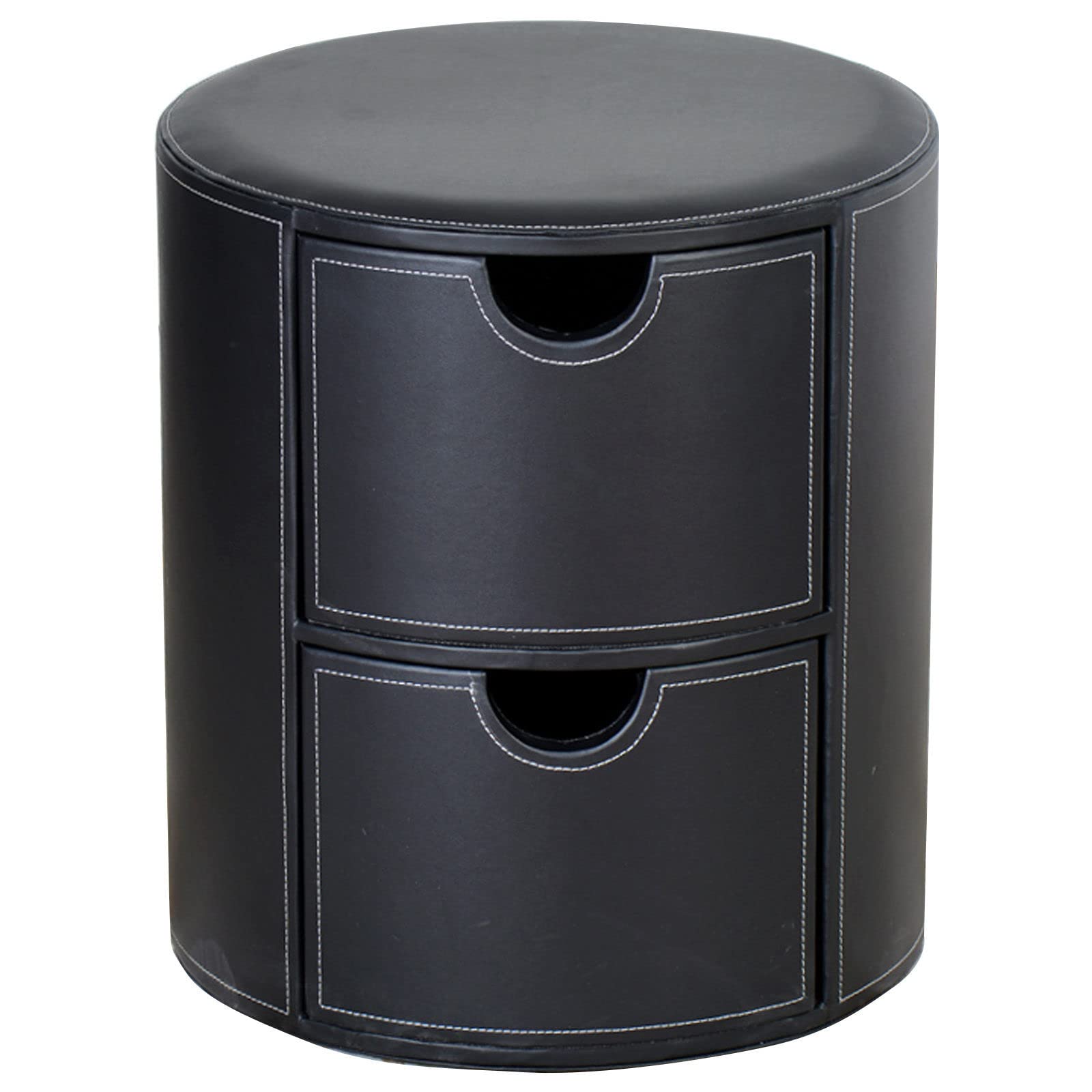 Rangement rond double tiroir en PU rouge pour en finir avec le désordre de la chambre