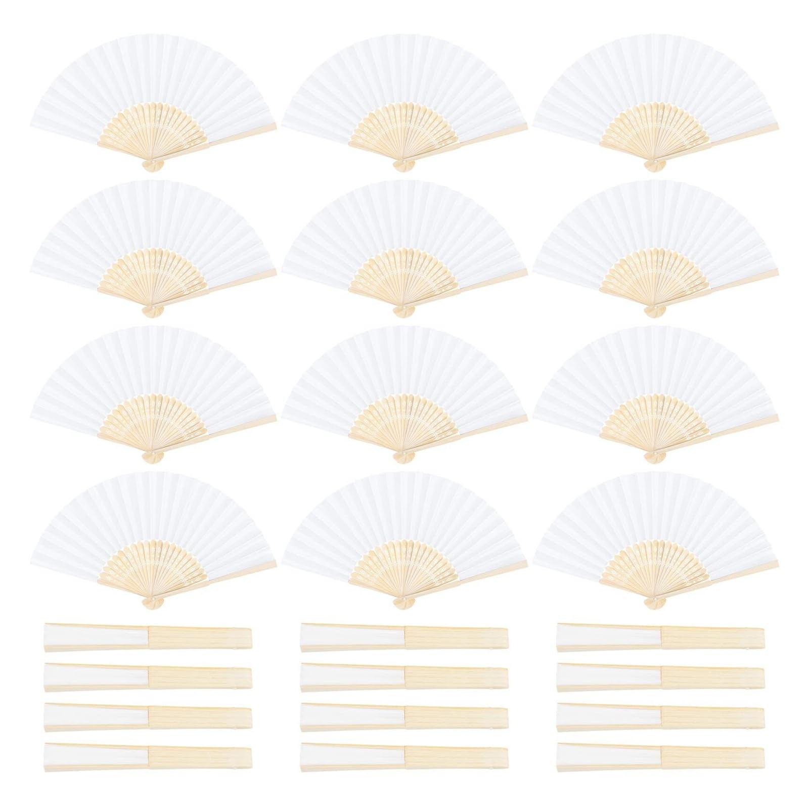 30 Stück Hochzeits-Handfächer, Faltfächer for Gäste, Papierfächer for Hochzeit Für Haushalt Wohnen(White)