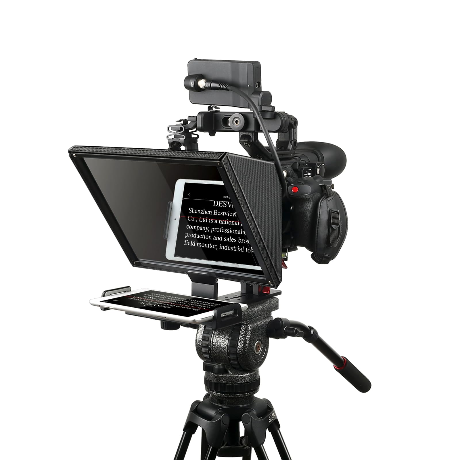 Desview - T12 Teleprompter - 12,5 Zoll - HD Glas - Tragbarer Teleprompter mit Fernbedienung - Für DSLR, Camcorder, iPad - Autocue