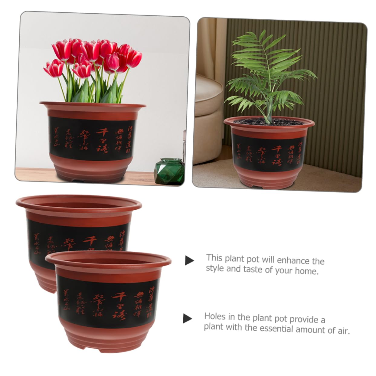 2pièces Pot De Fleurs pour Orchidées Plastique avec Très Drainage Jardinière pour Plantes Intérieur pour Orchidées Et Fleurs De Maison