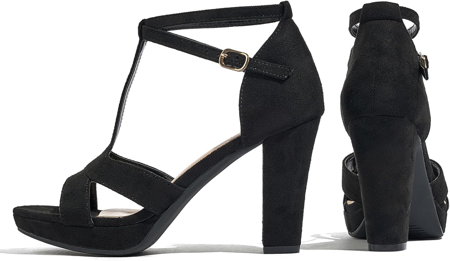 Women's Strappy Block Heels Sandals Comfortable Open Toe Chunky Dress Wedding Shoes with Adjustable Ankle Strap - Image 3