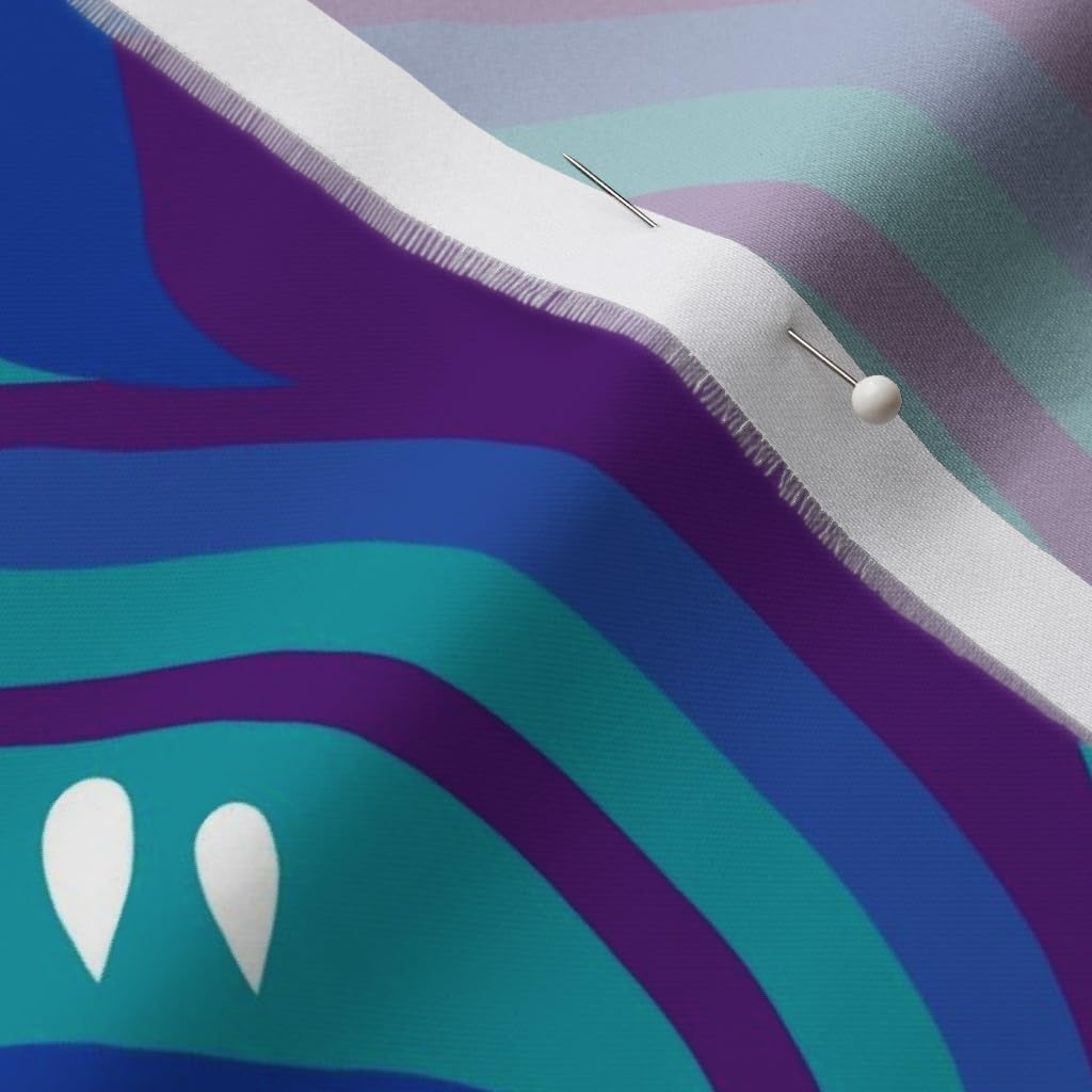 Spoonflower Fabric - Groovy Peacock Blue Teal Retro Purple Turquoise Fish Printed on Organic Cotton Sateen Fabric by The Yard - Sewing Quilting Apparel Home Decor