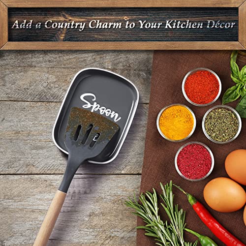 Image of Ceramic Spoon Rest for Stove Top, DAYYET Large Spoon Holder for Kitchen Counter, Coffee Spoon Rest, Heat-Resistant Cooking Utensil Rest, Kitchen Decor, Gray