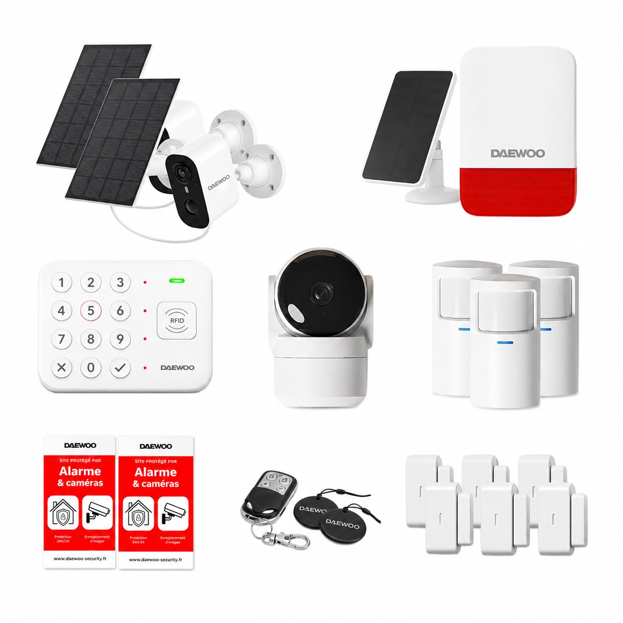 Daewoo Vigilia VIG505+ – Alarme Maison sans Fil Wi-FI & GSM 4G avec 3 Caméras Full HD, Sirène Extérieure, Alertes SMS & Appels – Kit Complet 16 Pièces, sans Abonnement Imposé