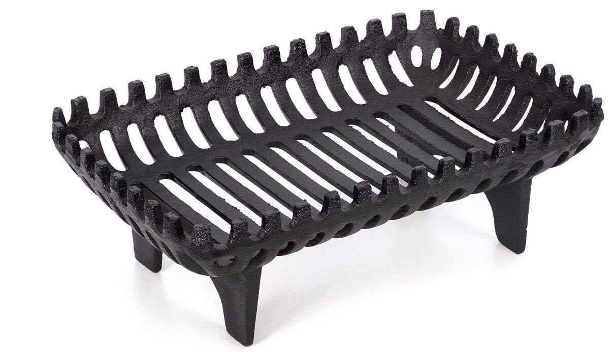 Oms Home Store Black 18'' Fire Log Basket Fireside Cast Iron Fireplace Open Log Coal Grate Burner