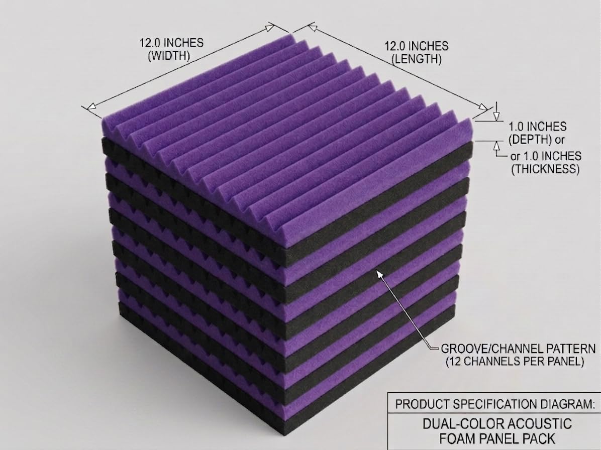 12 unidades de 12 x 12 x 2 pulgadas paneles acústicos Studio Soundproofing espuma cuña azulejos,