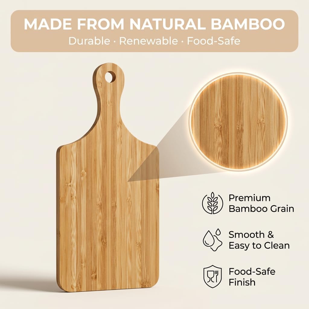 24 Pack Bulk Bamboo Cutting Boards with Handle, 11" x 5" Mini Charcuterie & Cheese Boards, Cutting Board Blanks for Crafts, Laser Engraving & DIY(24, Bamboo)