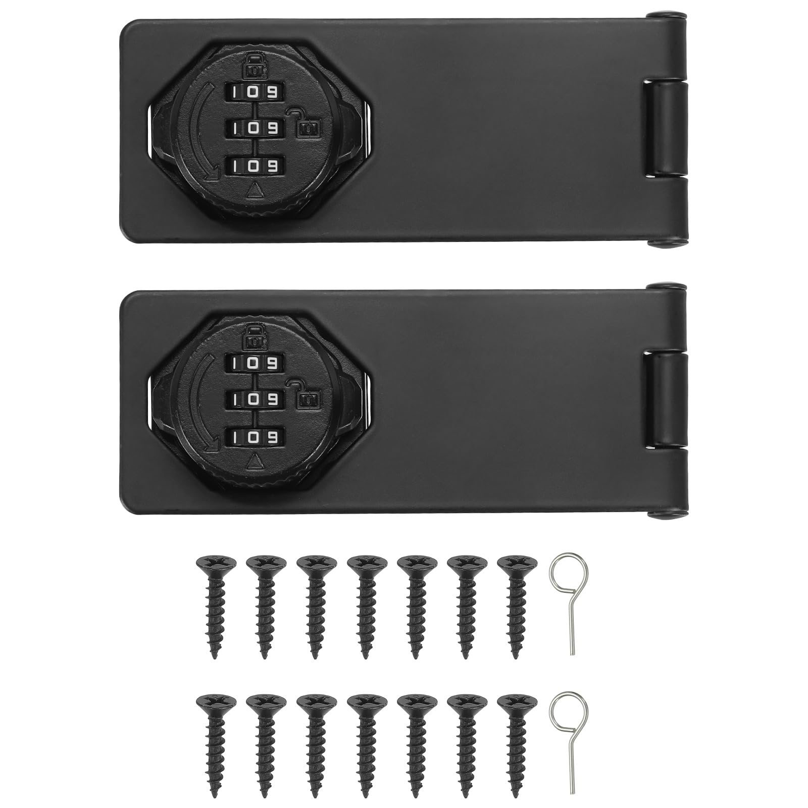PATIKIL Cabinet Password Hasp Lock (110mm, Black) (2 Pcs), 3-Digit Security Combination Latch Lock Keyless Hasp Latch, Suit for- Closet/Cupboard/Drawer/Barn/Garden โ image 1