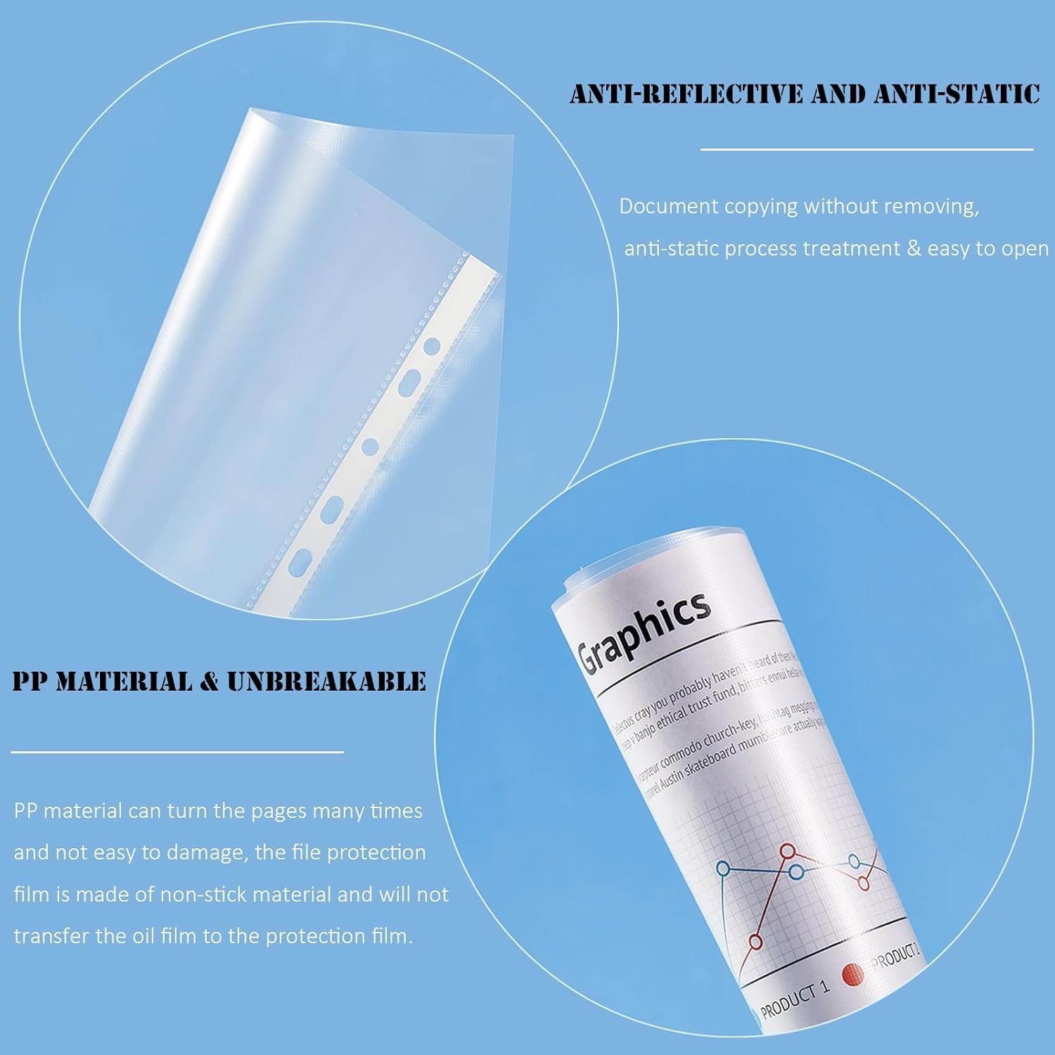 BOKALI 100 Pcs A4 Clear Plastic Punched Pockets Folders Filing Sleeves Document Files I1750356508