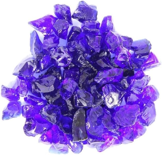 HomeStock Cobalt Blue Fire Glass - 10lb Bag - Vibrant Fire Pit & Fireplace Glass - Jewel-Like Glow - Durable & Long-Lasting