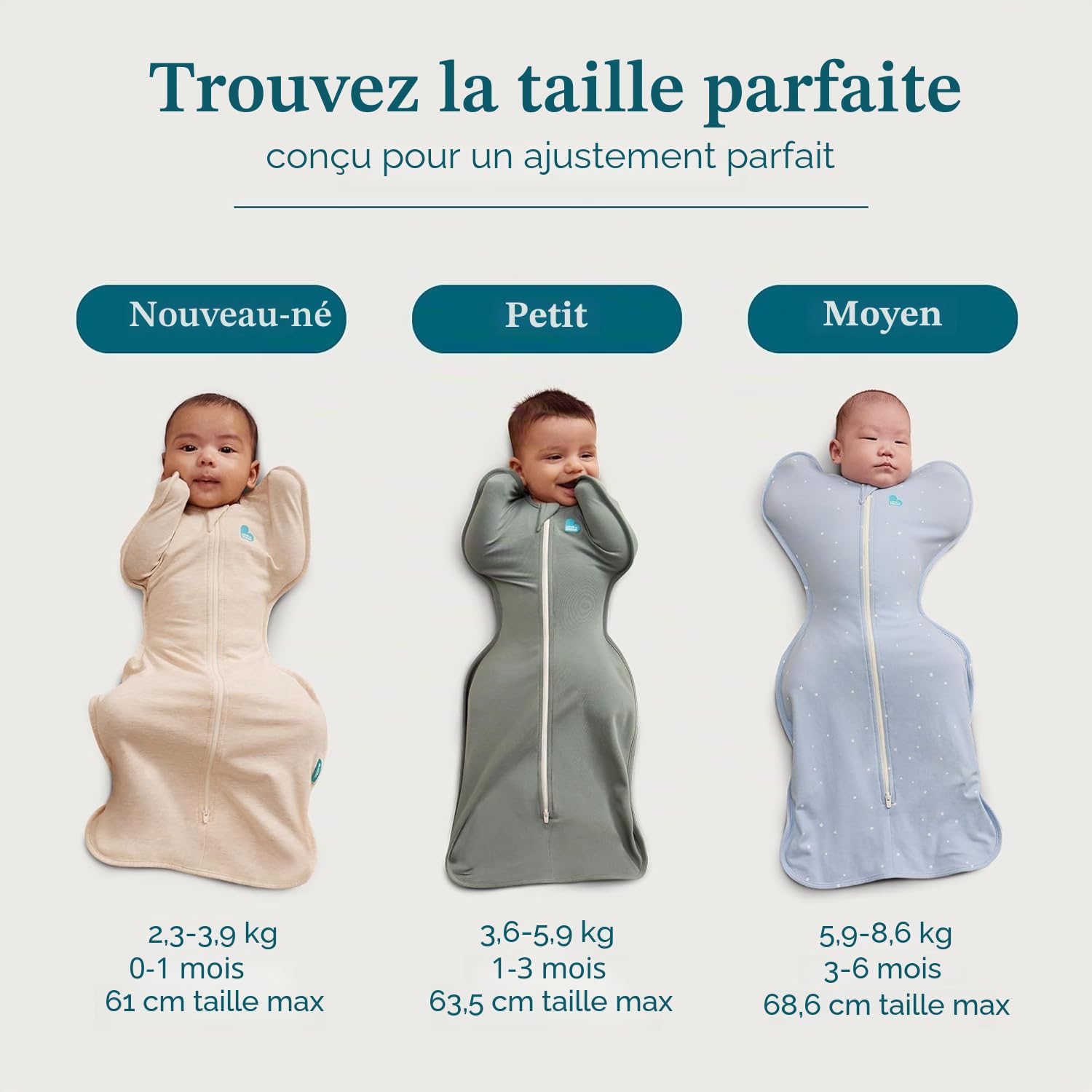 Love To Dream Swaddle Up, nouveau-né 2,2-3,8 kg, olive, coupe ajustée pour un sommeil réparateur, 0,2 Tog (24-27 °C), lavable en machine et double fermeture éclair