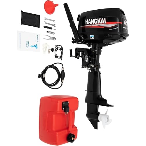 Outboard Motor, 4 Stroke 6.5 HP Heavy Duty Fishing Boat Engine with CDI Ignition System,123CC Short Shaft Engine Water Cooling System for Fishery, Aquaculture