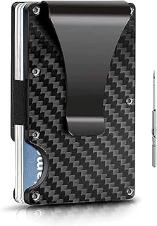 Sponsored Ad - Carbon Fiber Minimalist Metal Wallets Rfid Blocking Credit Card Holder Money Clip Wallets for Men,Holds 12 ...