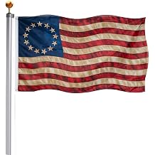 TOPFLAGS Betsy Ross Flag 3x5 13 Star Colonies American Flag Tea Stained Vintage USA Flags US Decor Banner for Room Outside