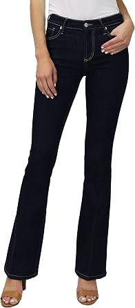 DEAR JOHN Rosa Flared Womens Jeans Mid Rise Full Inseam Comfort Stretch Denim