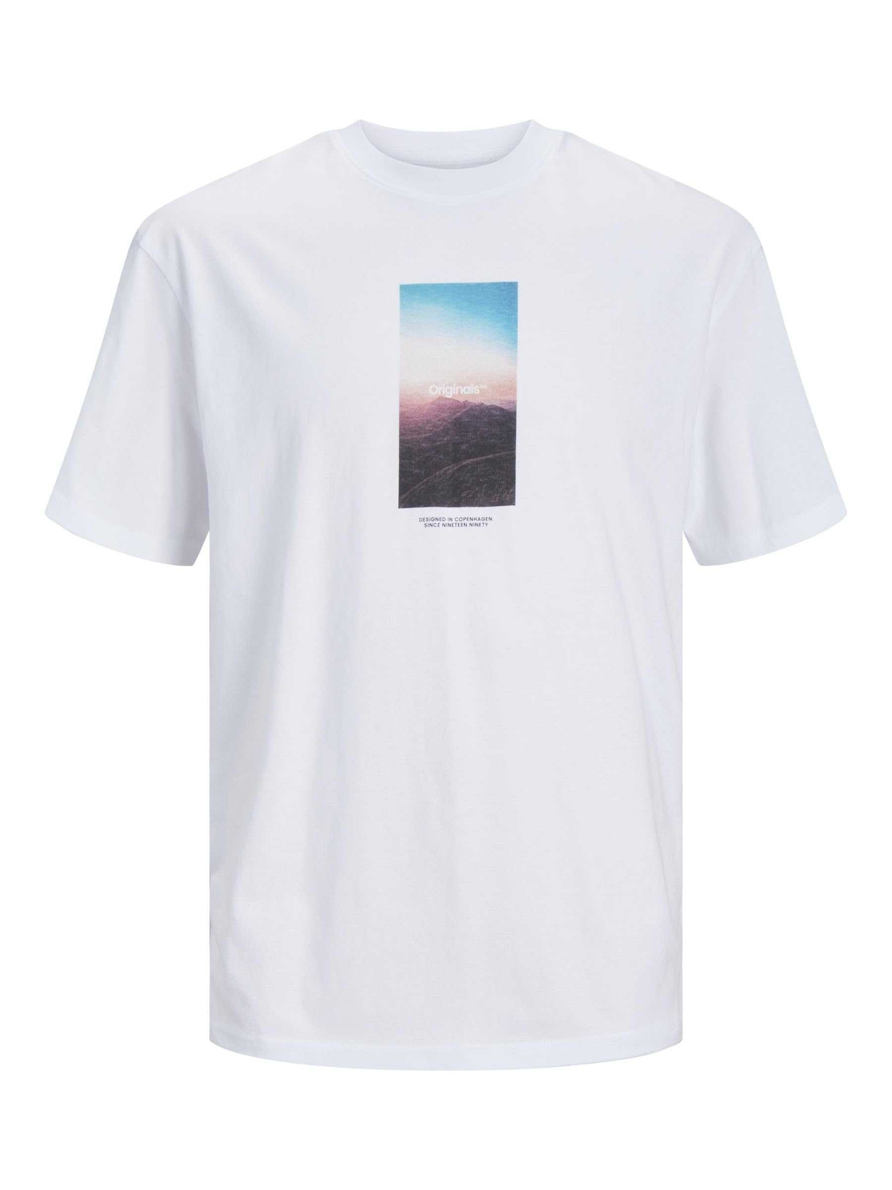 Jack & Jones Men's Bright White Vesterbro Picture Short Sleeve T-Shirt L