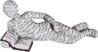 Buachois Lesende Frau Figur, Figur Deko für Regal, Kleine Lesende Frauen Geformte Skulptur Personalisiertes Handbemalte Lesen Bösewicht Desktop Bücher Regal Handwerk Statue (2)