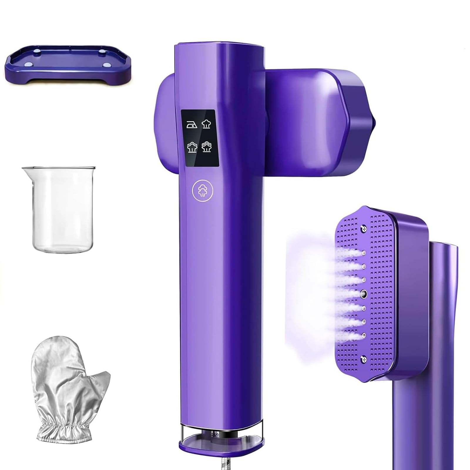 1200W Steamer Clothing Handheld, 2 in 1 Portable Home/Travel Steamer for Clothes, Powerful Garment Steamer, Fast Heat-Up, Removable Water Tank, 3 Steamer Levels + Dry Iron, for Clothes, Shirt, Purple